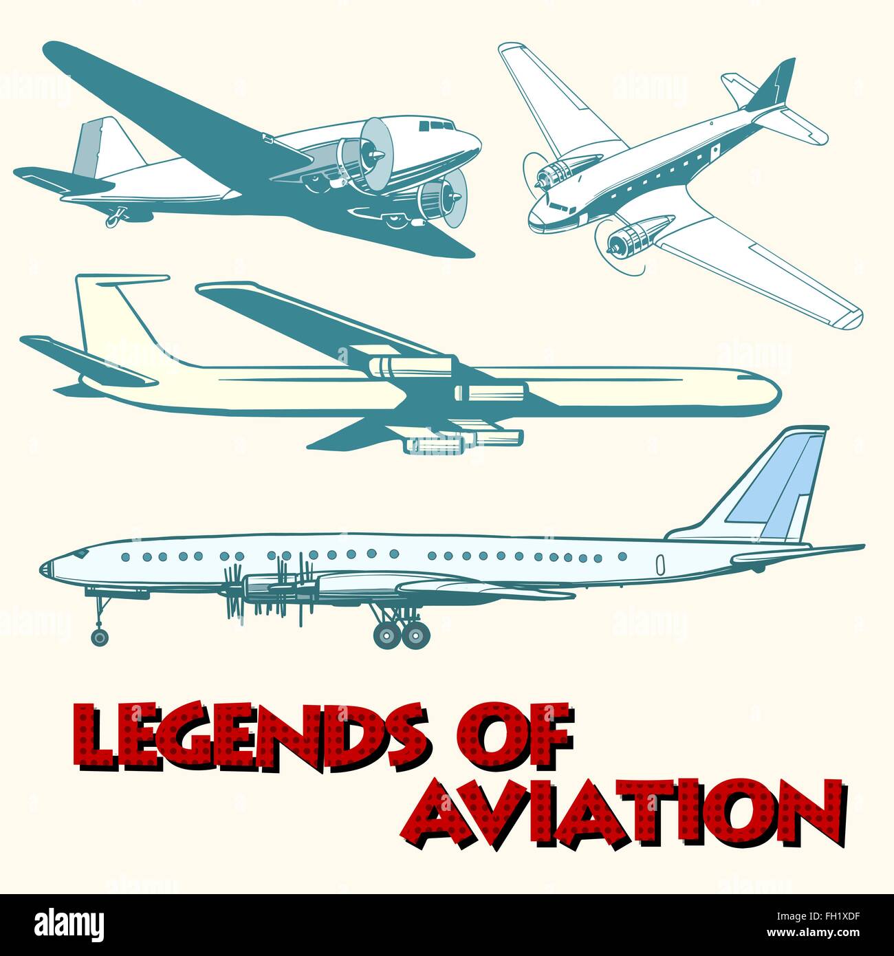 Ensemble d'avions retro abstrait Illustration de Vecteur