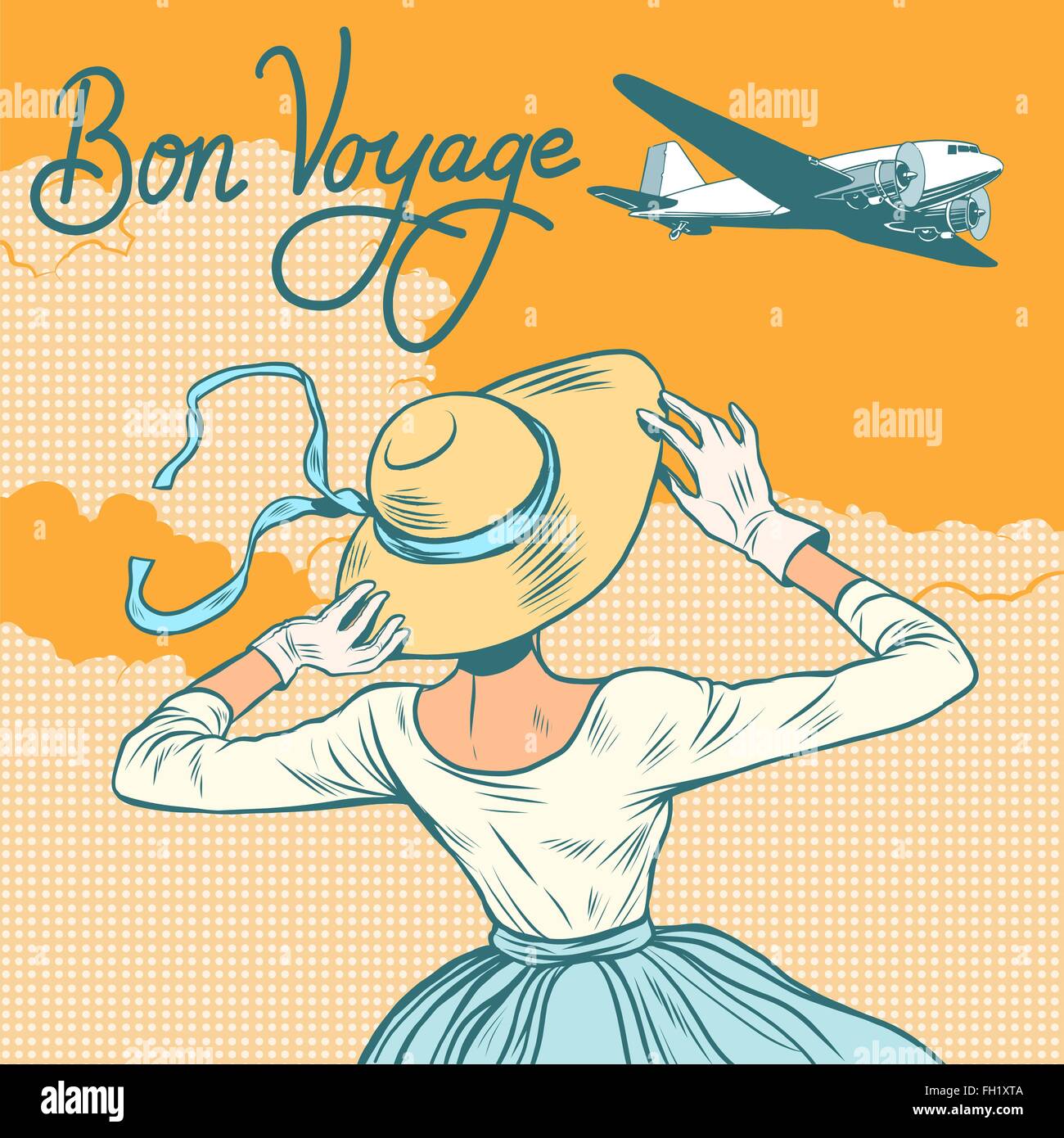 Bon voyage avion passager fille Illustration de Vecteur