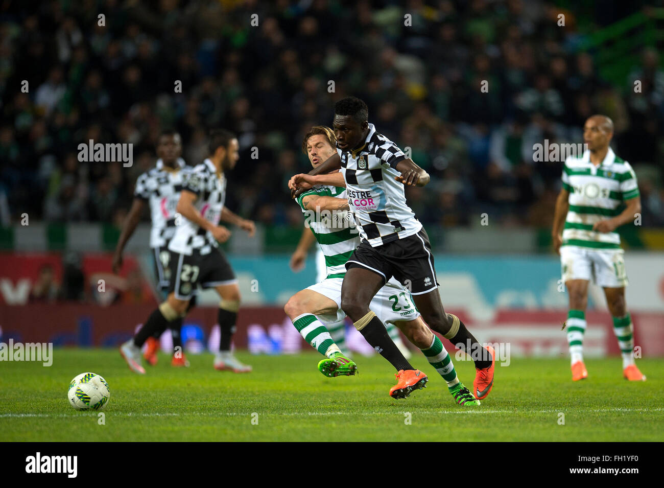 Sporting ganha por 2-0 Boavista ao e garante o primeiro lugar na Primeira Liga Portuguesa.Lisbonne, Portugal, le 18 Fev, 2016. (Photo de Gonçalo Silva) Banque D'Images