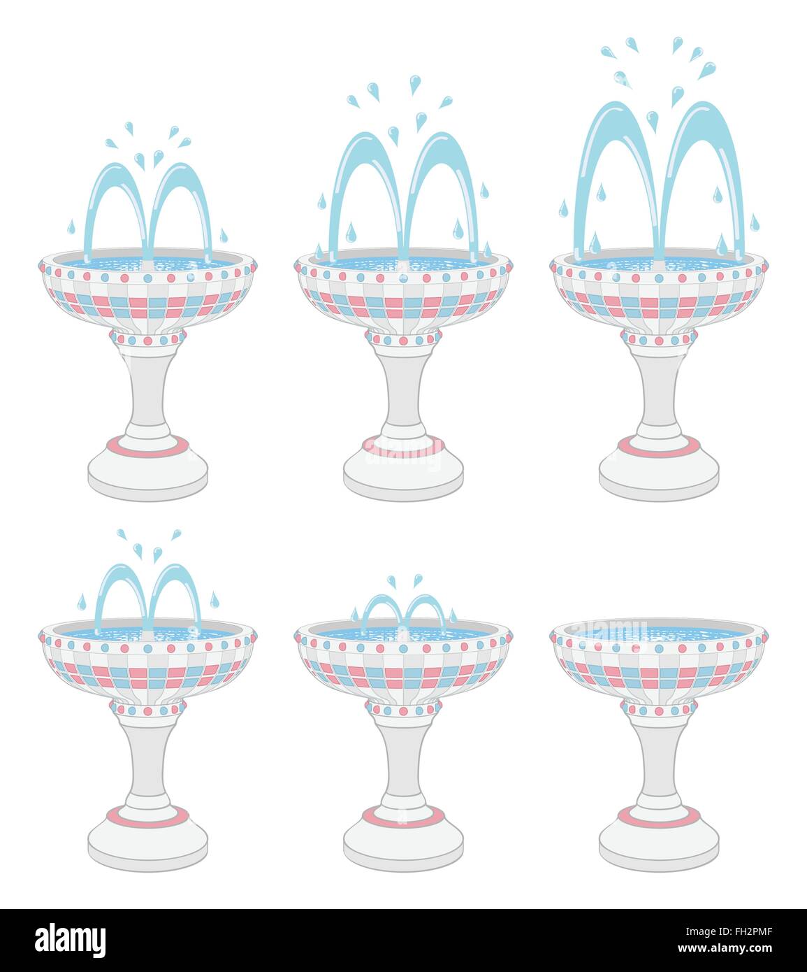 Fontaines avec différents niveaux d'eau Illustration de Vecteur