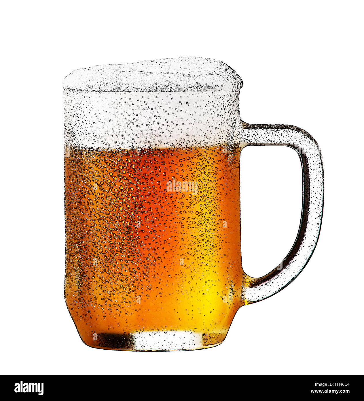 Illustration du verre de bière sur le fond blanc Banque D'Images