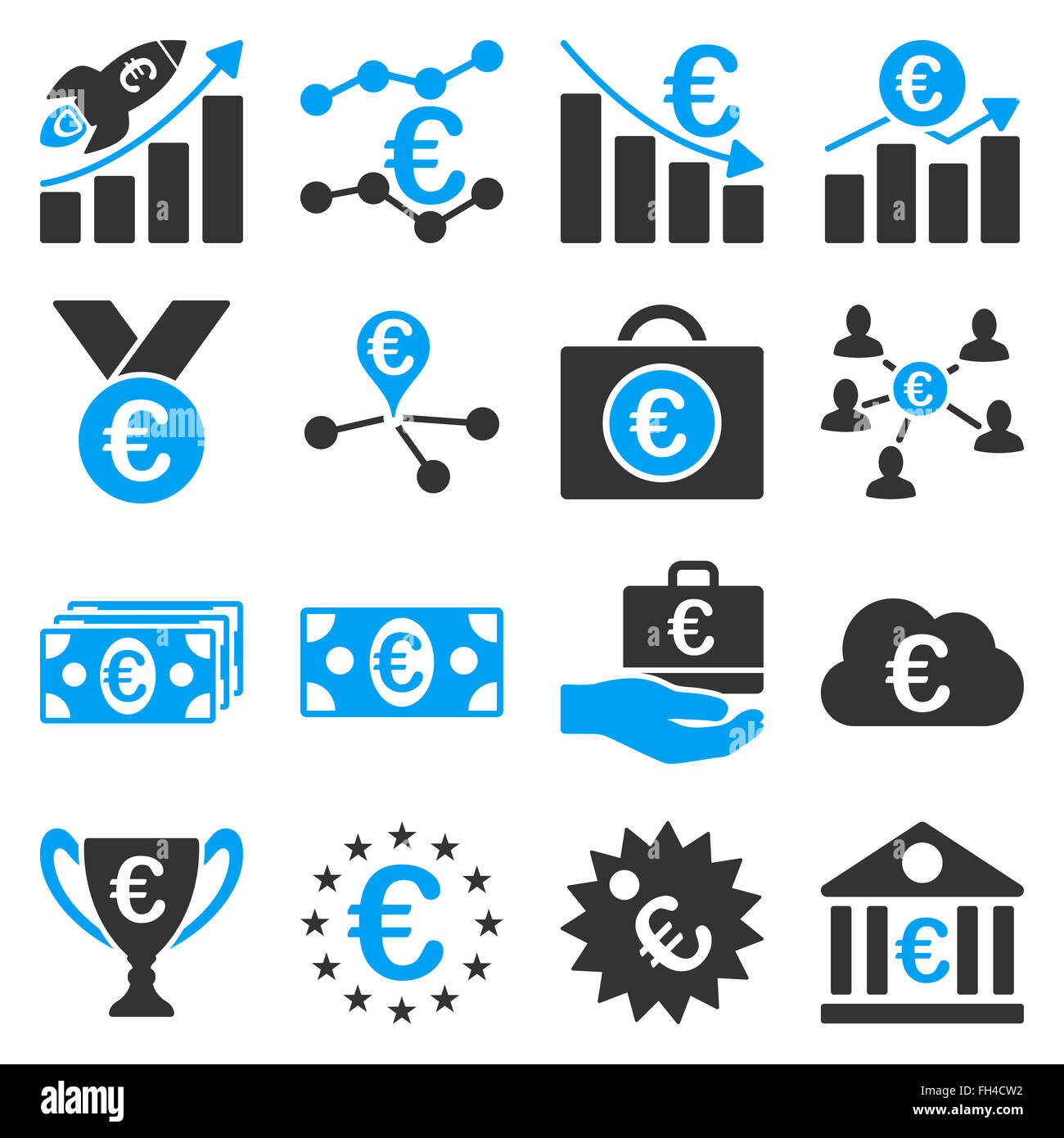 Euro affaires bancaires et outils service icons Banque D'Images