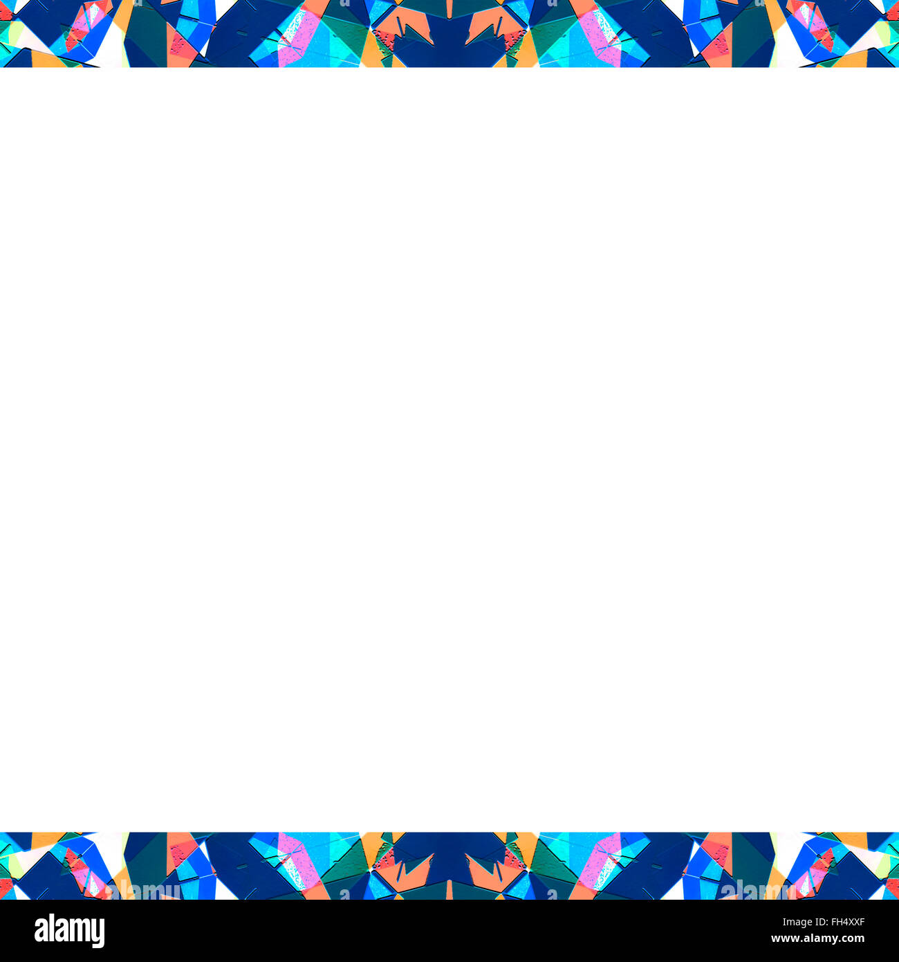 Complexe moderne abstrait géométrique mosaïque motif transparent sharp, dans des tons bleu et saturés et des bandes noires Banque D'Images