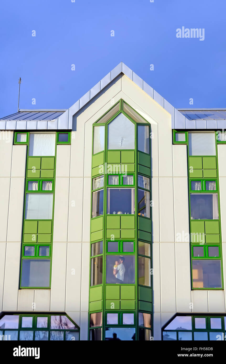 Appartement coloré de la vieille ville de Reykjavik skyline bâtiment l'Islande Banque D'Images