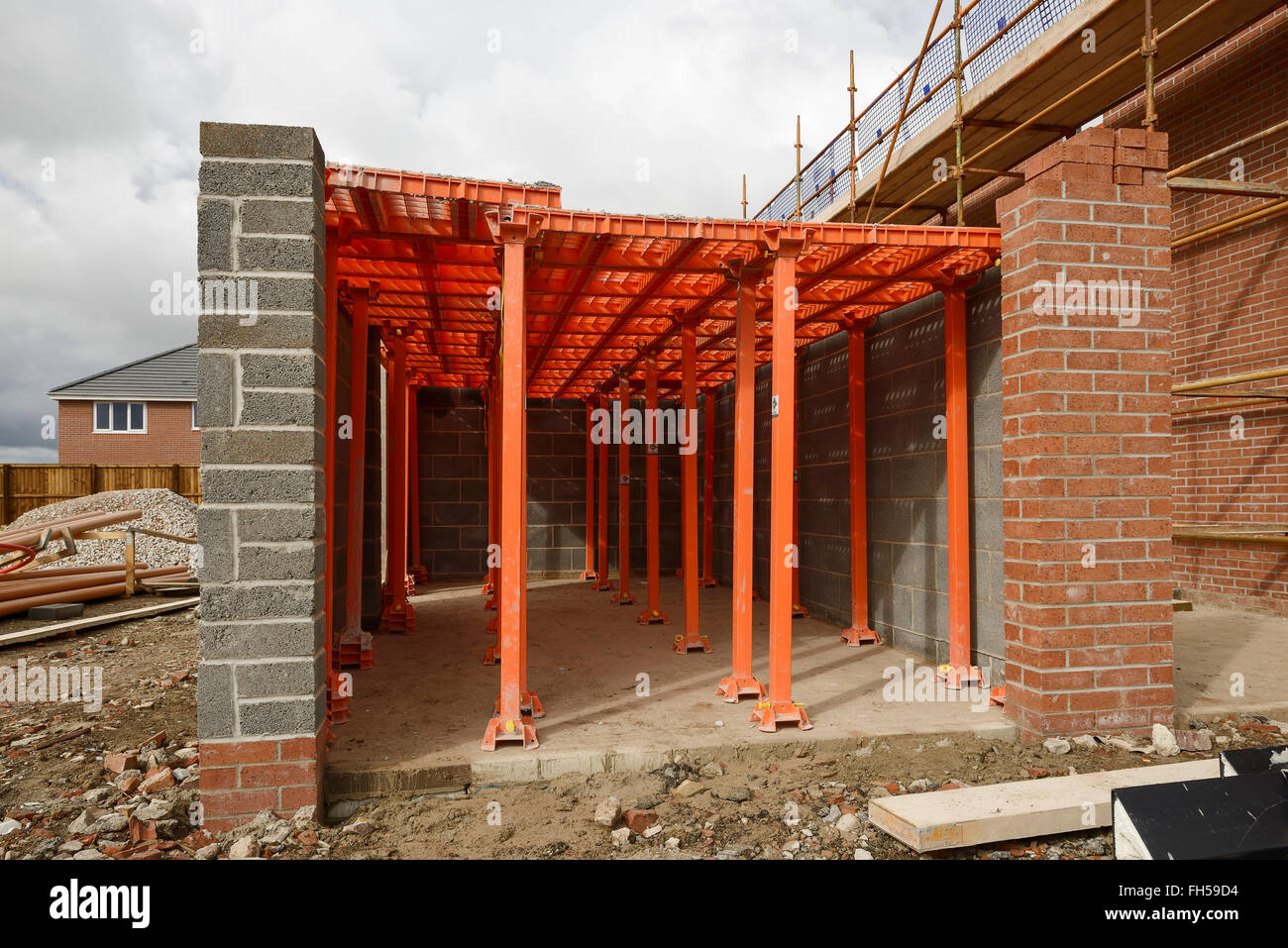 Sur un pont Crash UK construction site Banque D'Images