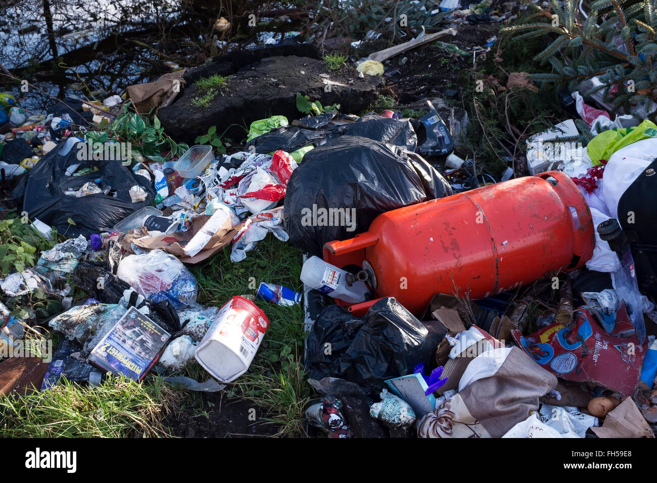 Les décharges sauvages de déchets déversés dans la campagne Banque D'Images