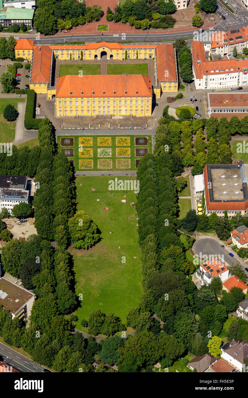 Vue aérienne, l'Université Osnabrück jardin du château, parc du château, Château, Osnabrück, Basse-Saxe, Allemagne, Europe, vue aérienne, Banque D'Images