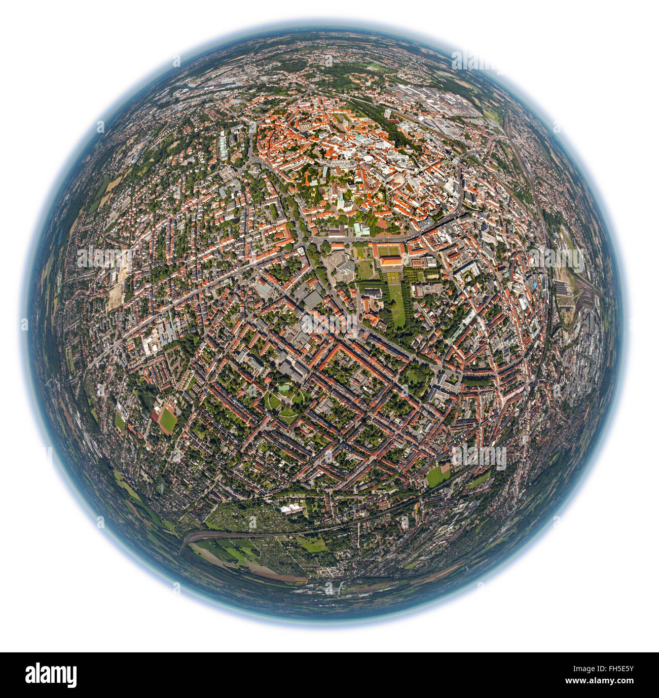 Vue aérienne, Eglise St Mary Vieille Ville, Osnabruck, Basse-Saxe, Allemagne, Europe, vue aérienne, les oiseaux-lunettes de vue, vue aérienne, Banque D'Images