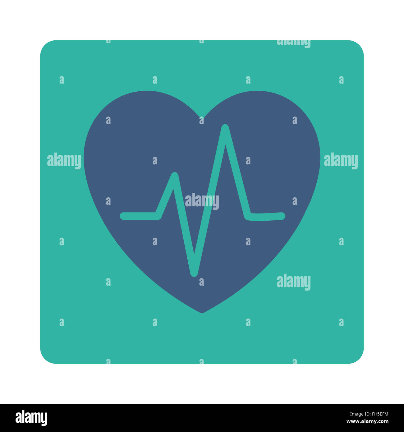 Coeur bouton carré arrondi d'un électrocardiogramme. Banque D'Images