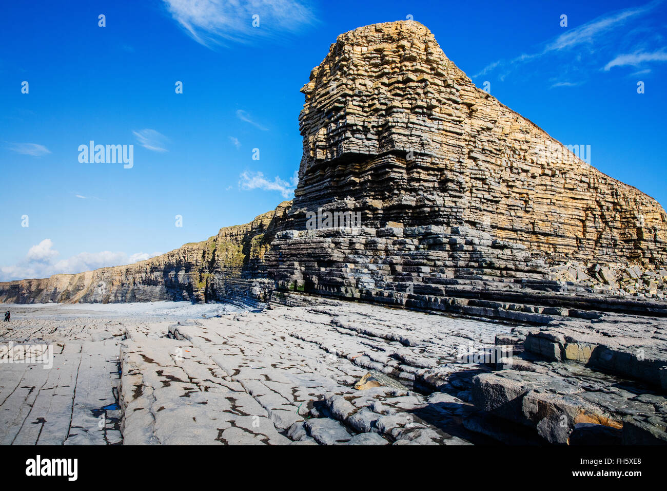 Nash Point sur la côte du Glamorgan, dans le sud du Pays de Galles à marée basse Banque D'Images