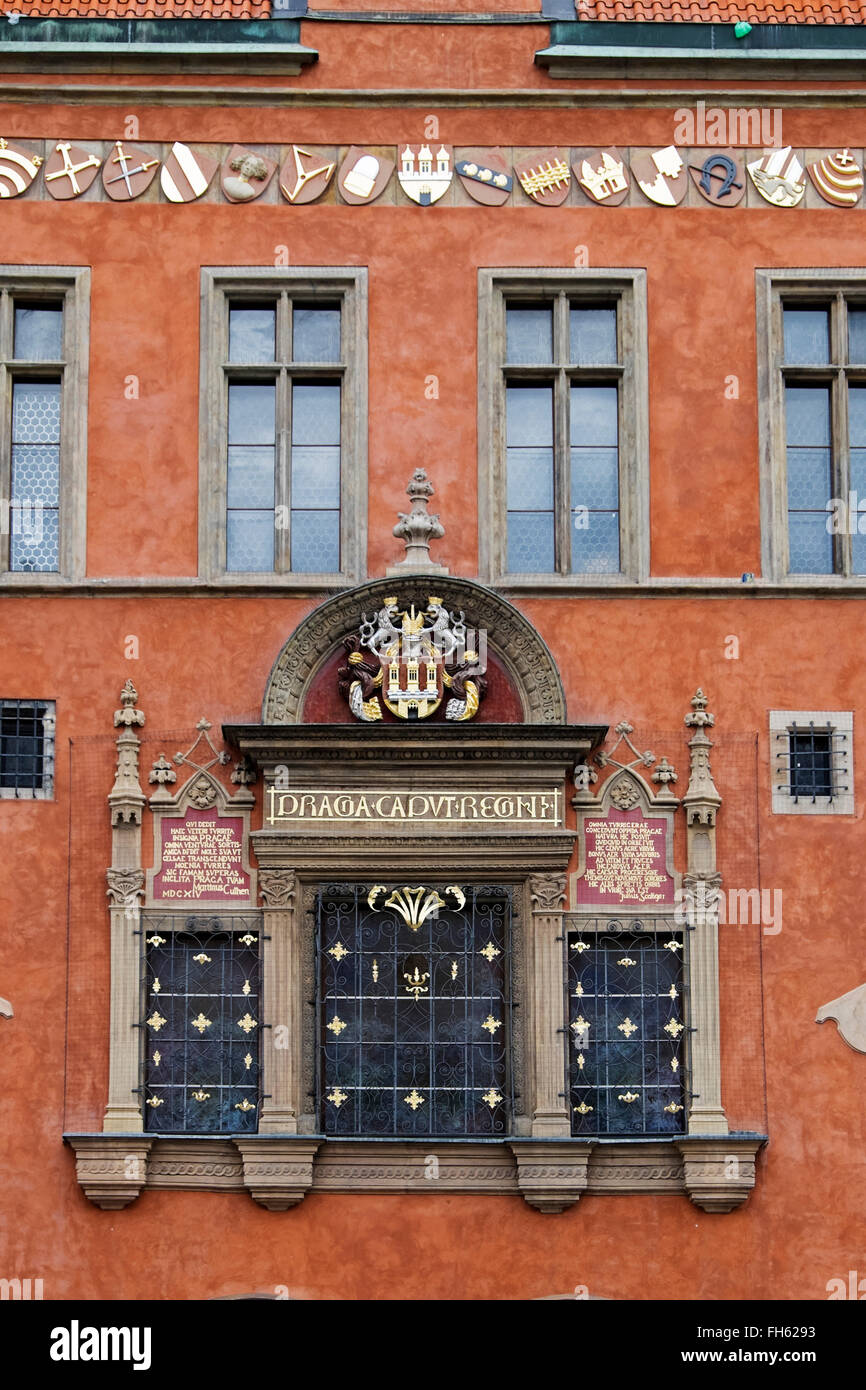 Close-up of historical building, Place de la Vieille Ville, Prague, République Tchèque Banque D'Images