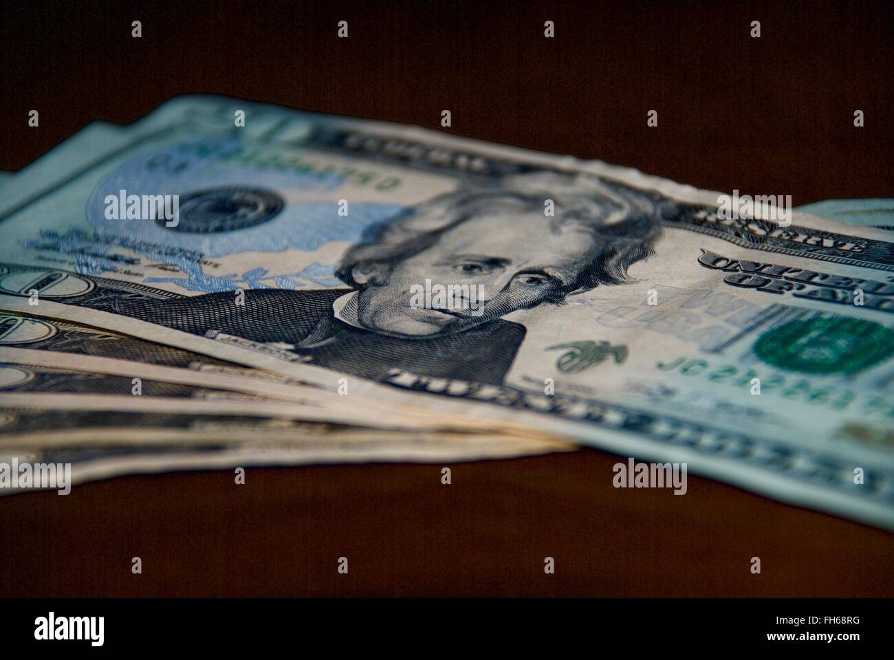 Déramé pile de billets de 20 $, 5 100 $ pour des projets de Banque D'Images