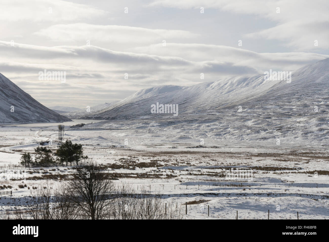 Highlands écossais paysage d'hiver à au sud-ouest de Meall Doire et Ceann Dubh de Dalnaspidal,Perthshire, Écosse, Royaume-Uni, Banque D'Images