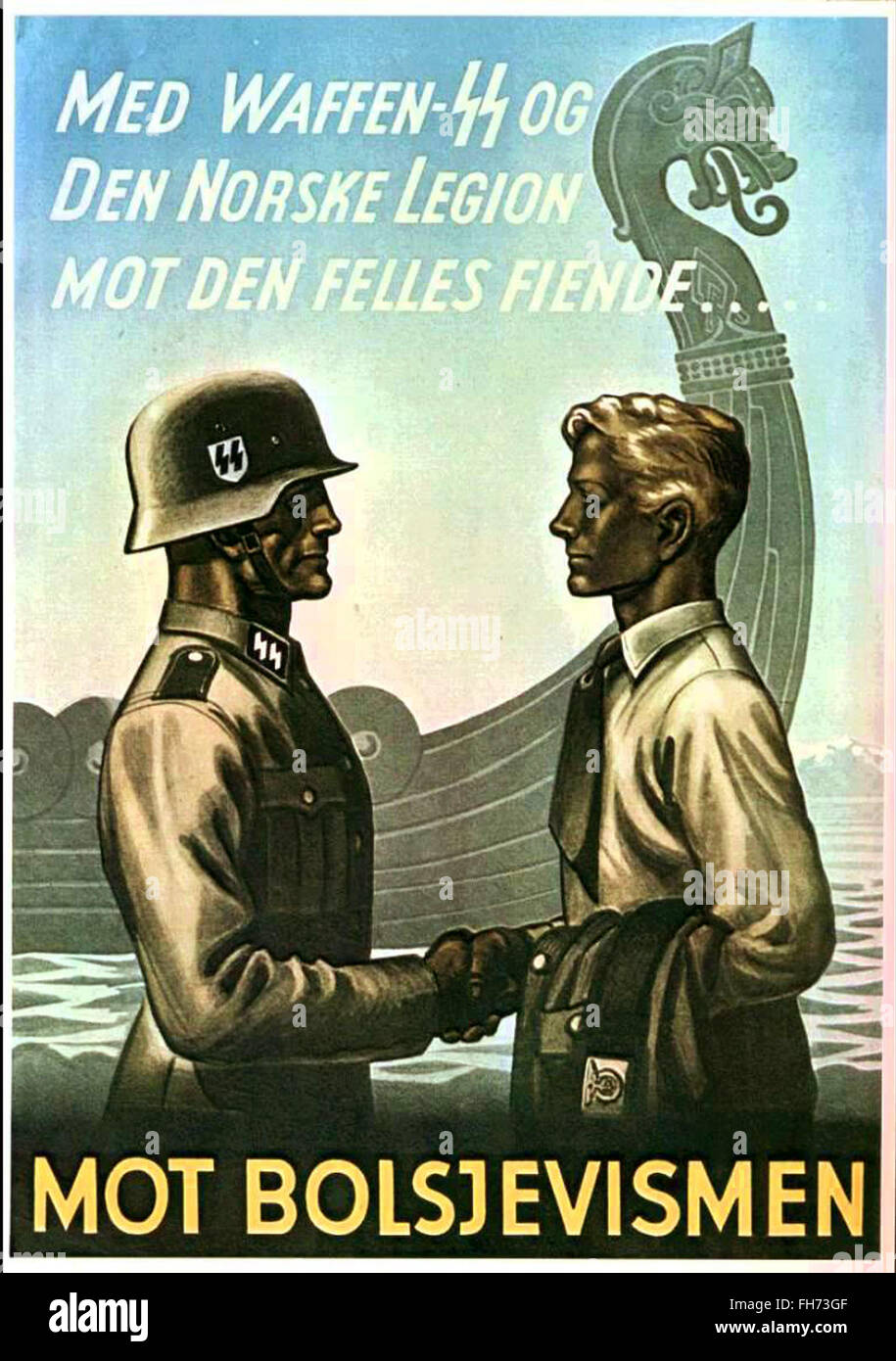 Waffen SS - Norske Legion - Affiche de propagande nazie allemande - WWII Banque D'Images