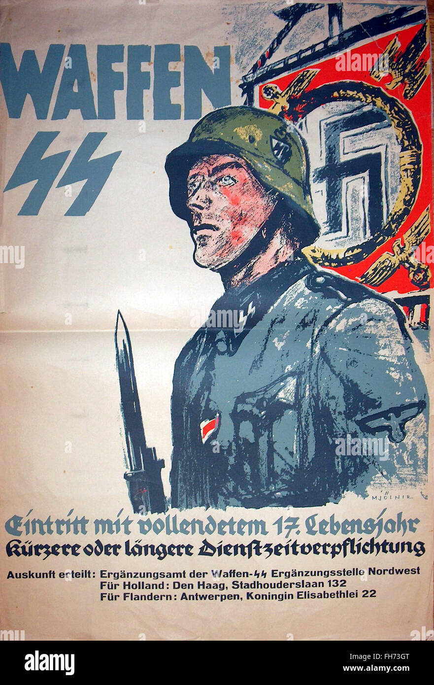Waffen SS - Affiche de propagande nazie allemande - WWII Banque D'Images
