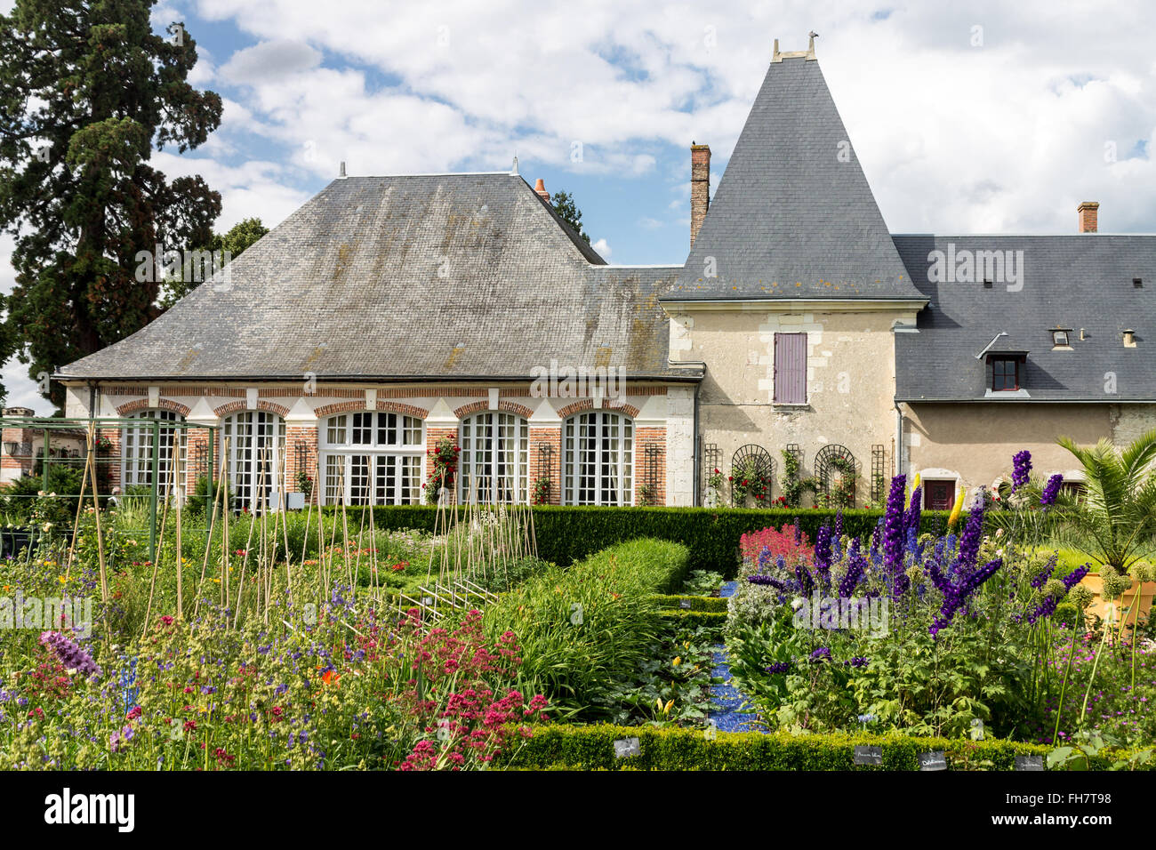 Maison typique Jardin Chateau de Cheverny Loire Valley France Banque D'Images