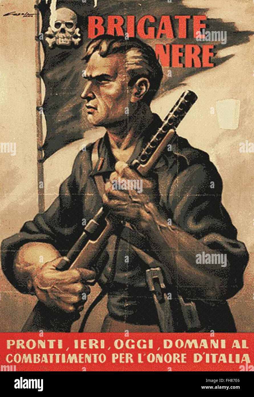 Brigate Nere - Affiches de propagande italienne fasciste - WWII Banque D'Images