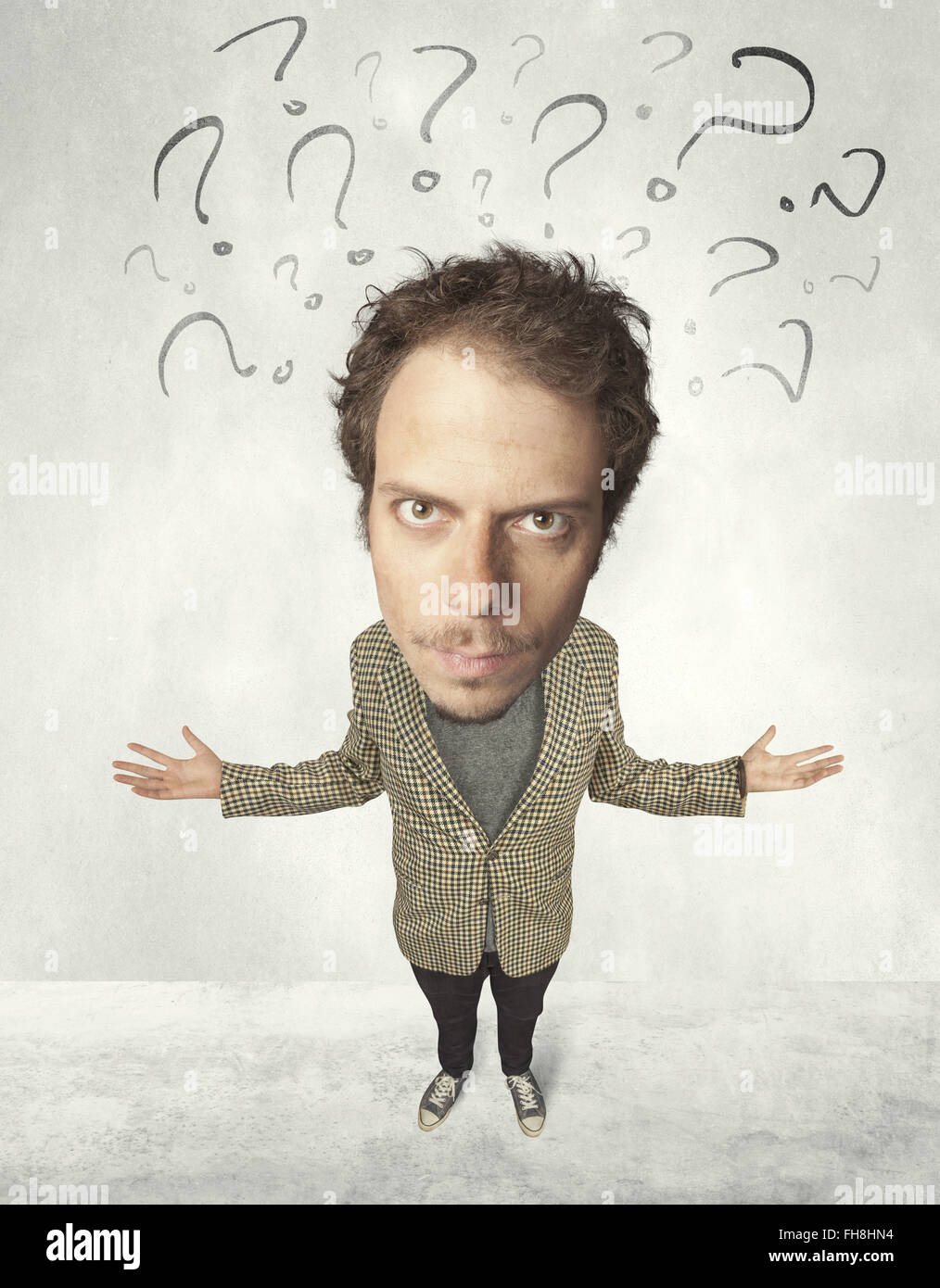 Grosse tête avec personne d'interrogation Photo Stock Alamy