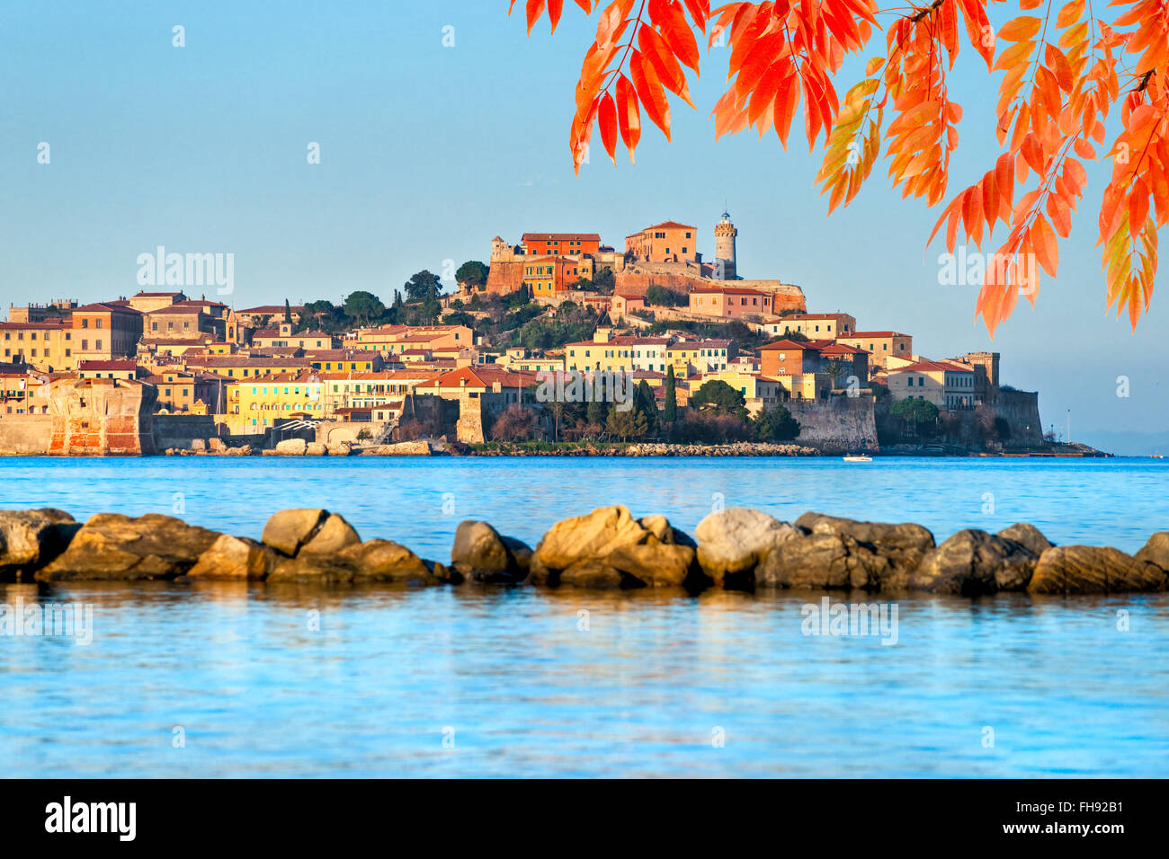 Avis de Portoferraio, l'île d'Elbe, en Italie. Banque D'Images