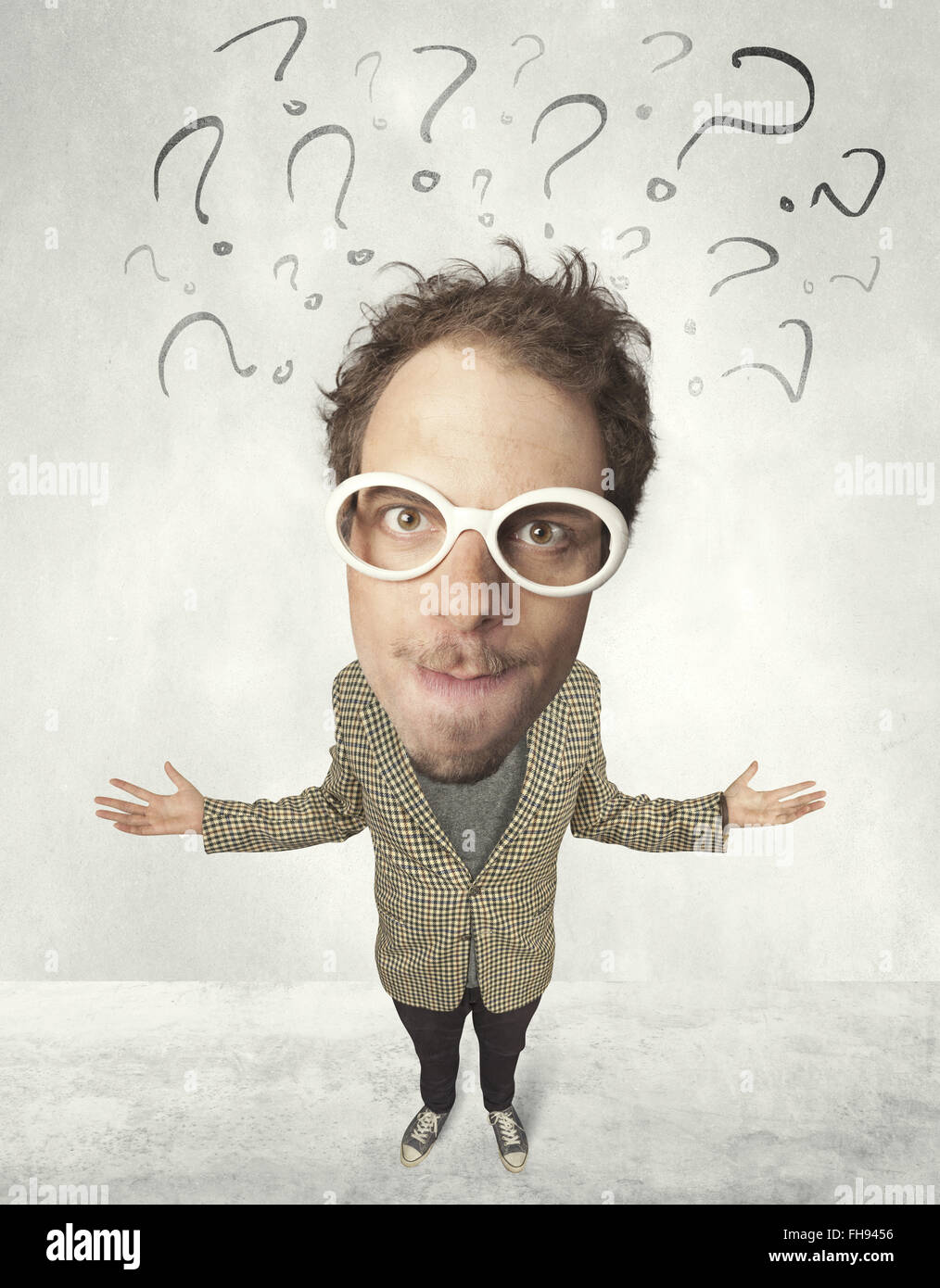 Grosse tête avec personne d'interrogation Photo Stock Alamy