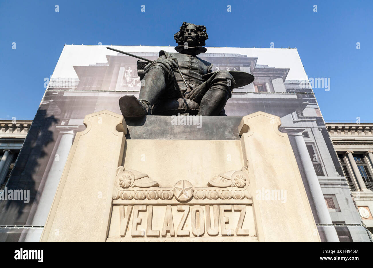 Madrid. Velazquez extérieur statue Museo del Prado. Banque D'Images