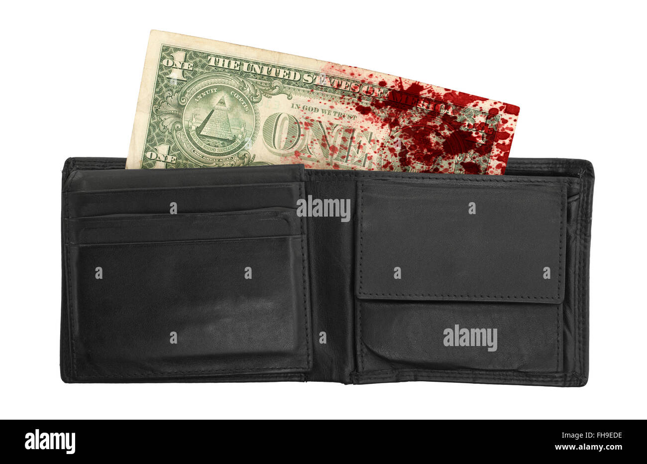 US one dollar bill dans un portefeuille, la photo en gros Banque D'Images