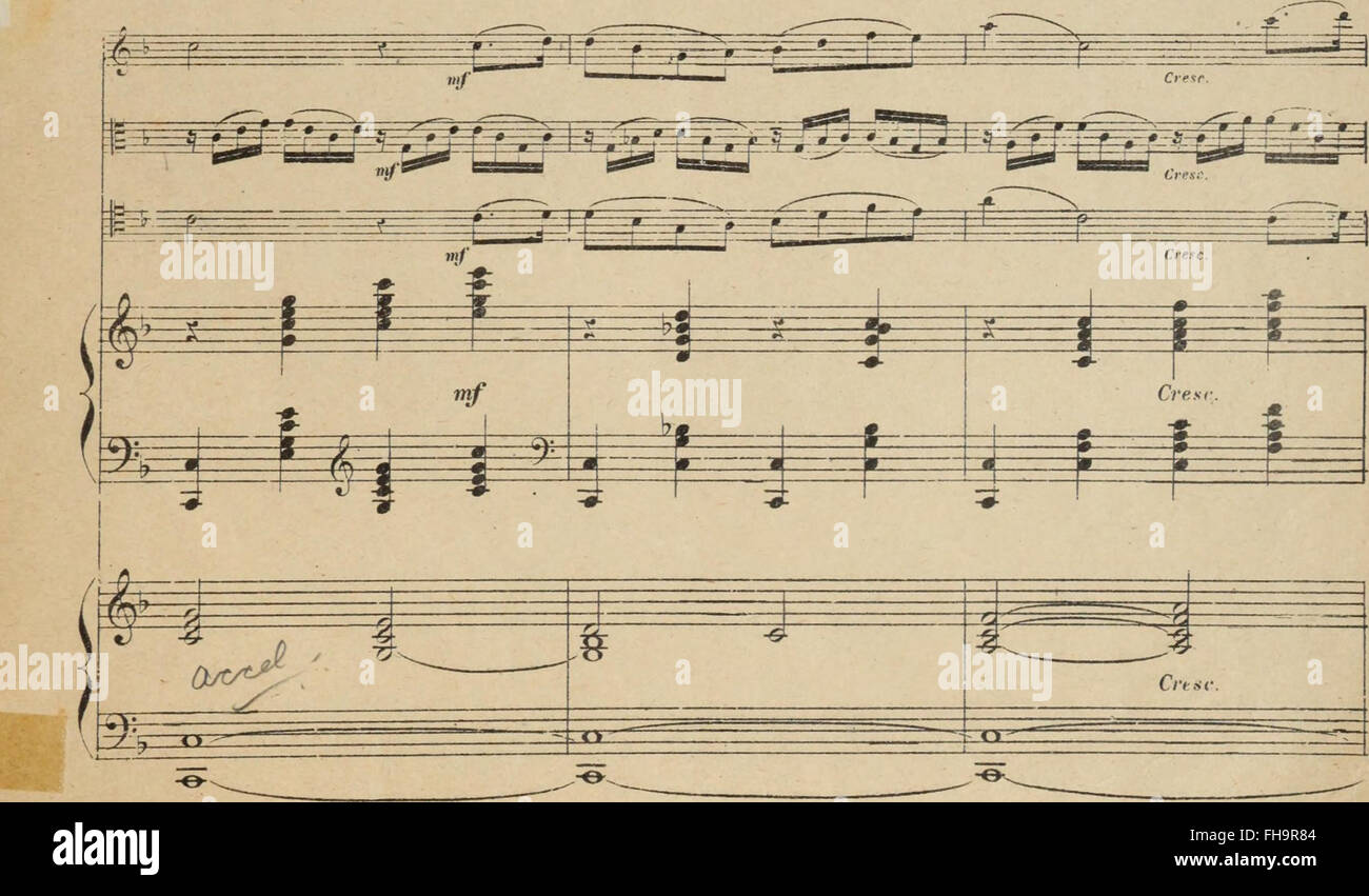 Une composition de 1892 pour violon, alto, violoncelle, harpe et orgue, célébrer le thème d'un hymne de mariage. Banque D'Images