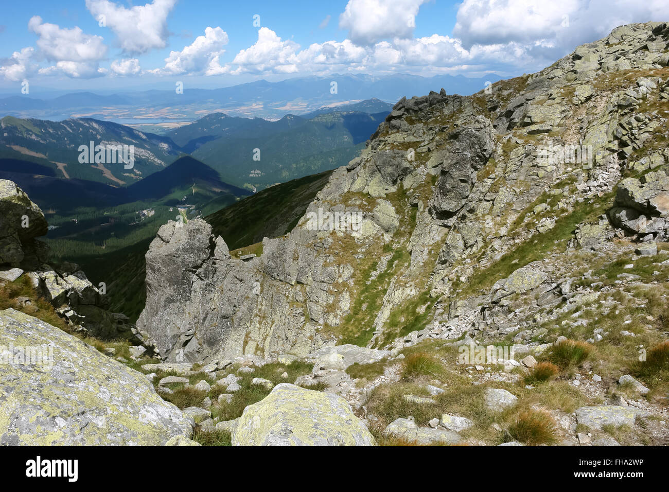 Jasna resort, les Basses Tatras, Slovaquie - août 05, 2013 : Paysage dans les Basses Tatras avec ciel et le vert des montagnes. Banque D'Images