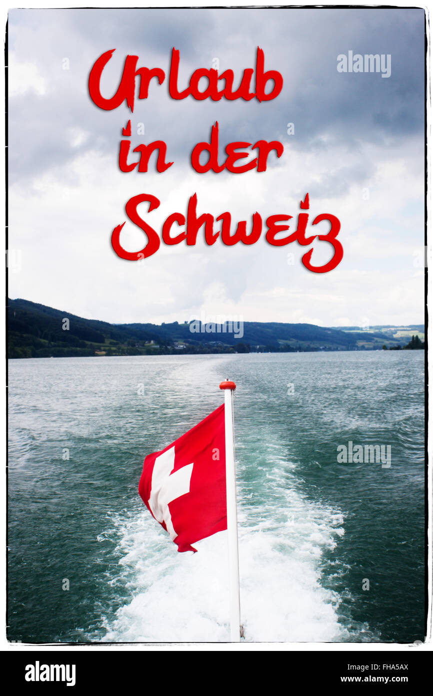 Texte allemand pour un voyage en Suisse, tourisme et vacances concept Banque D'Images