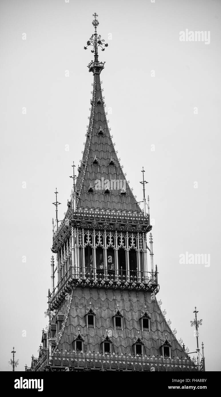 Toit au-dessus de Big Ben et des chambres du parlement Banque D'Images