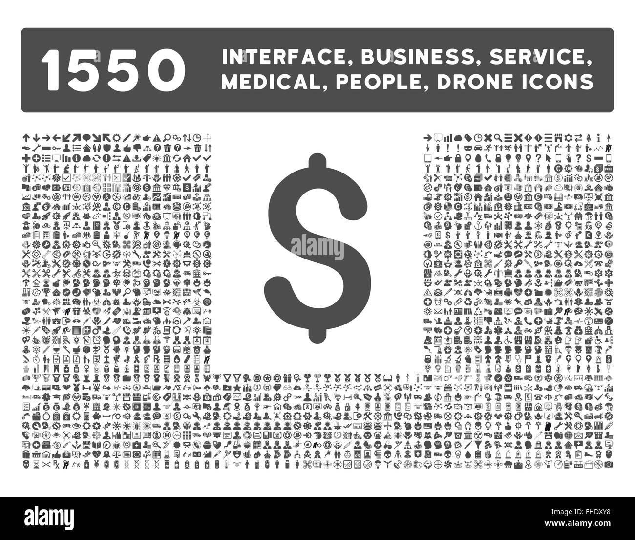 Interface, Business, outils, Personnes, Médical, prix Vector Icons Banque D'Images