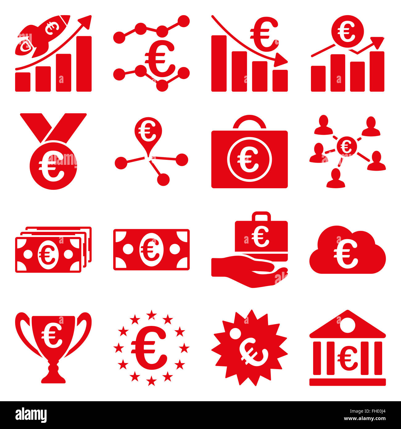 Euro affaires bancaires et outils service icons Banque D'Images