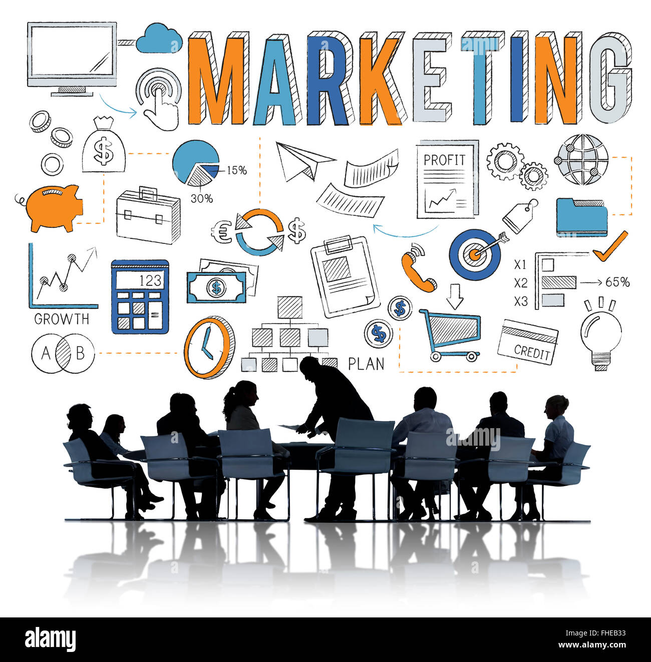 La publicité commerciale Concept Plan Marketing Banque D'Images