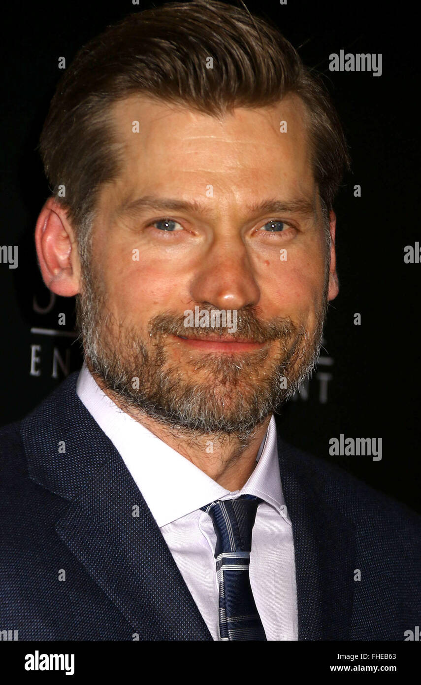 New York, USA. Feb 24, 2016. Acteur NIKOLAJ COSTER-WALDAU assiste à la première de New York "dieux de l'Égypte", tenue à l'AMC Loews Lincoln 13. Credit : Nancy/Kaszerman ZUMA Wire/Alamy Live News Banque D'Images