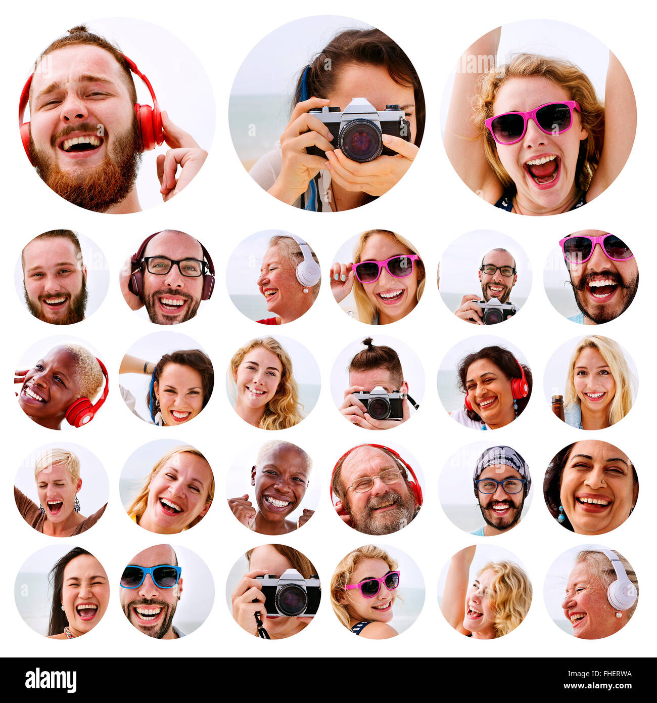 La diversité des gens Ensemble de Faces Visage humain Concept Banque D'Images