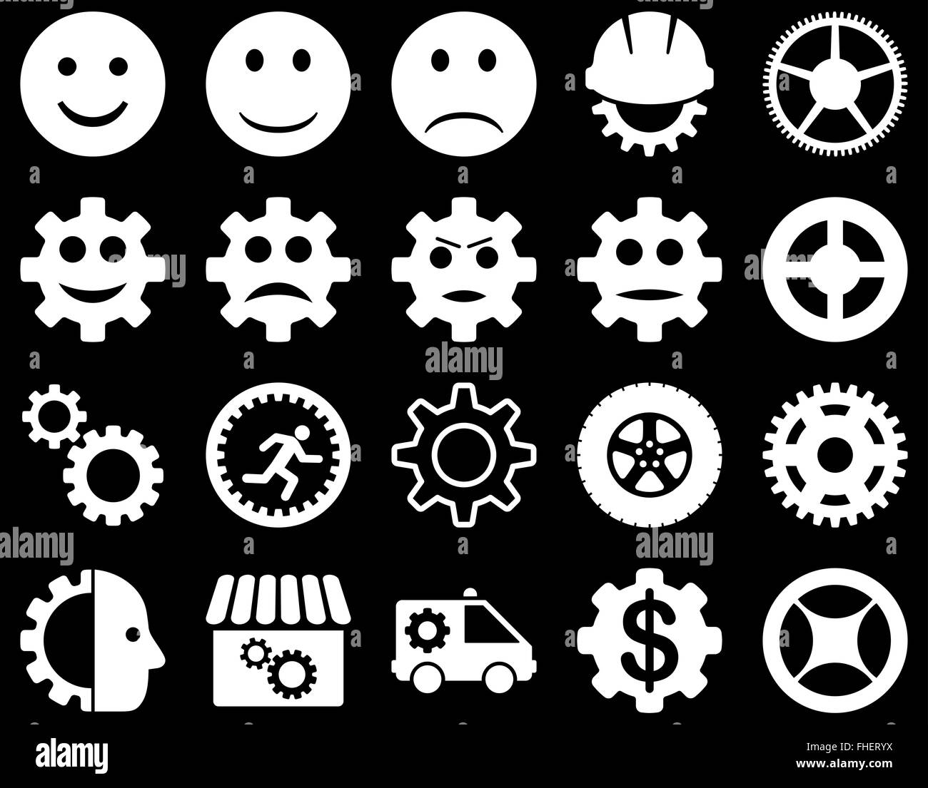 Outils et icônes pignons sourire Banque D'Images