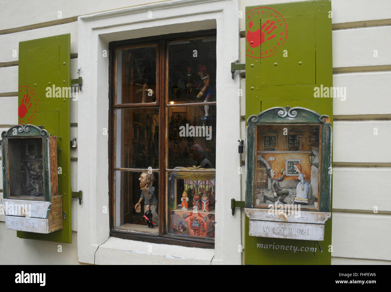 Truhlar Marionety - Marionnette Marionnette Shop ; Mala Strana, Prague, République Tchèque Banque D'Images