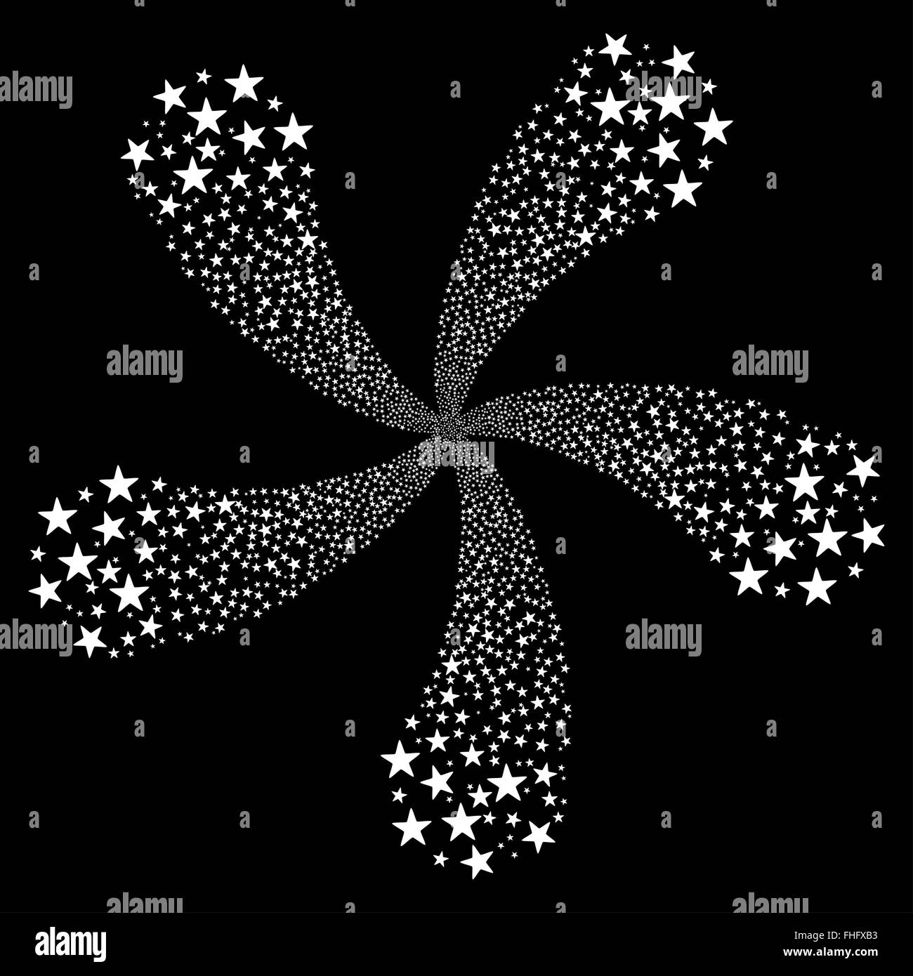 Star Fireworks avec cinq pétales de fleurs Banque D'Images