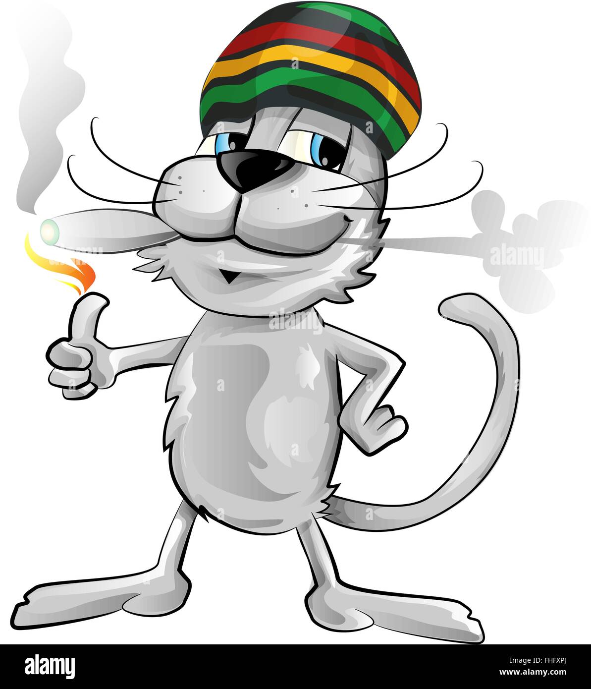Fun cat jamaïcaine isolé sur fond blanc Illustration de Vecteur