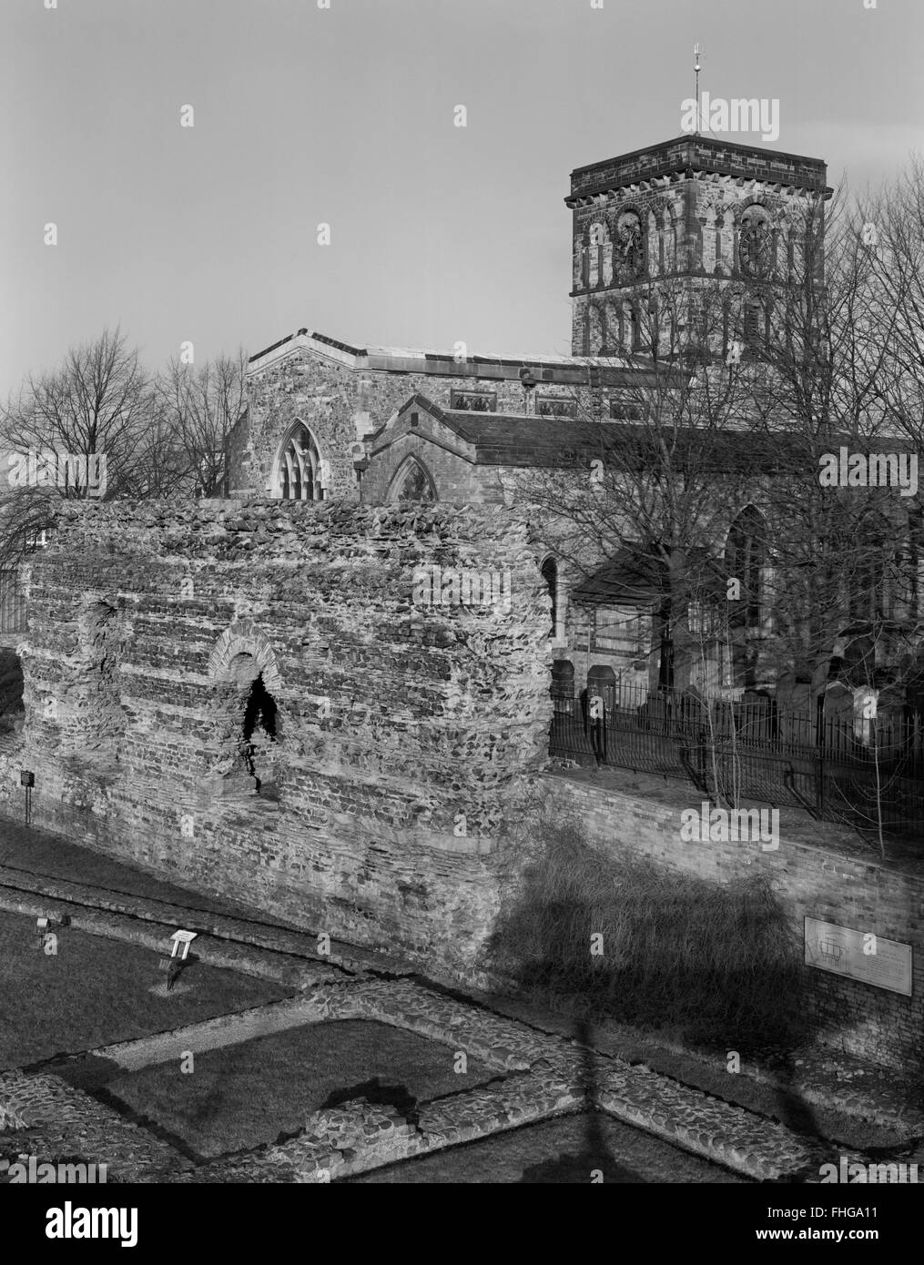 Le Jewry Wall, Leicester : partie de la palestre ou l'exercice 2C-hall du bains publics de la ville romaine de Ratae Corieltauvorum. Banque D'Images
