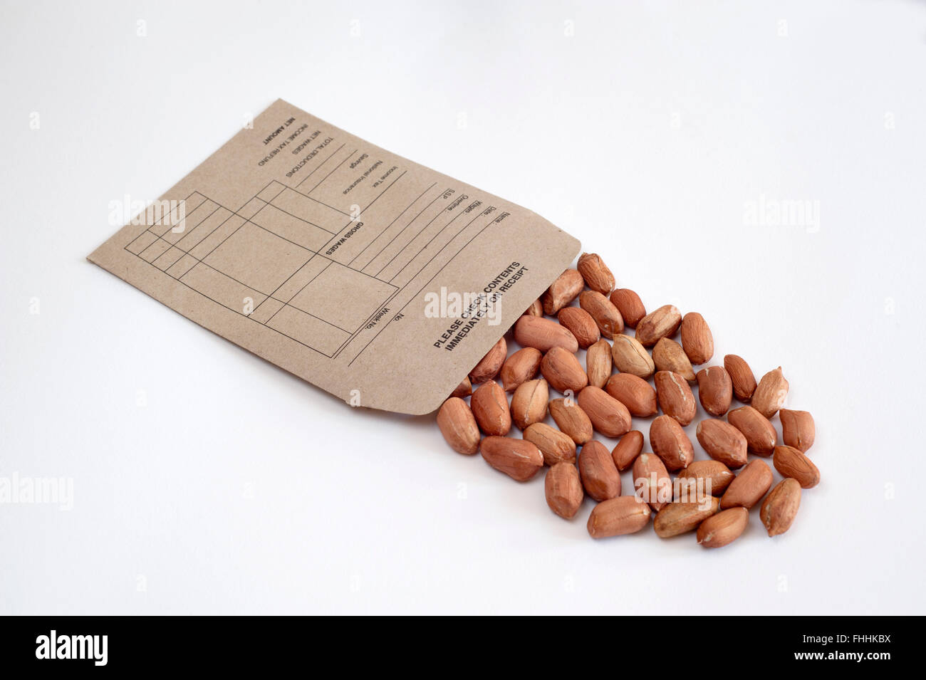 Rémunération traditionnelle pleine d'arachides Noix singe coupe sur sur un fond blanc Banque D'Images