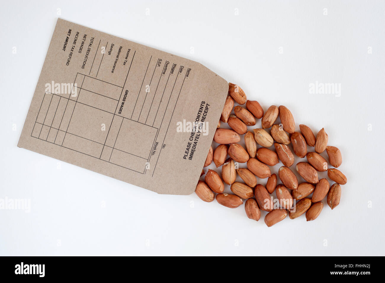 Rémunération traditionnelle pleine d'arachides Noix singe coupe sur sur un fond blanc Banque D'Images