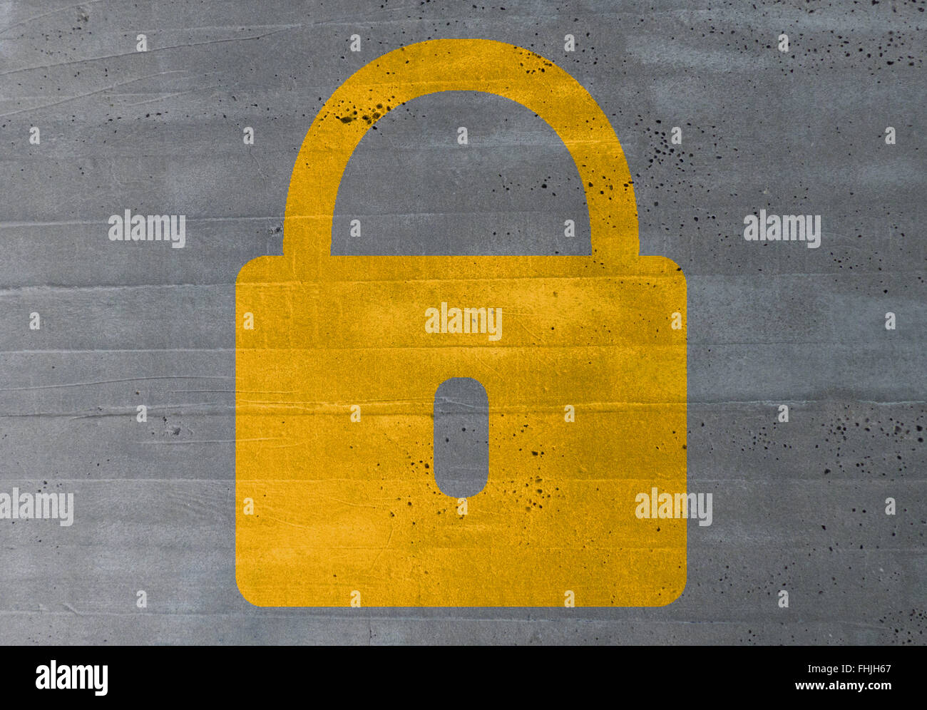 Concept de verrouillage sur le ciment texture background. Banque D'Images