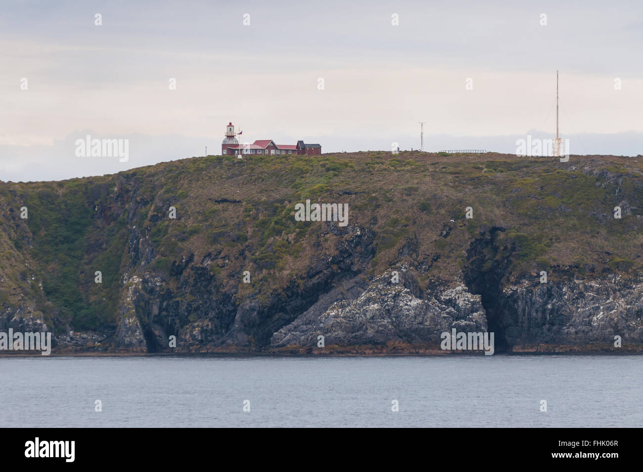 Phare du cap Horn. La station de phare sans pilote est le point le plus au sud du Cap Horn et est administré par la Marine chilienne. Banque D'Images