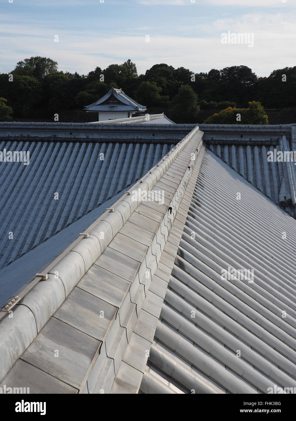 Vue sur le toit du Château de Kanazawa Banque D'Images