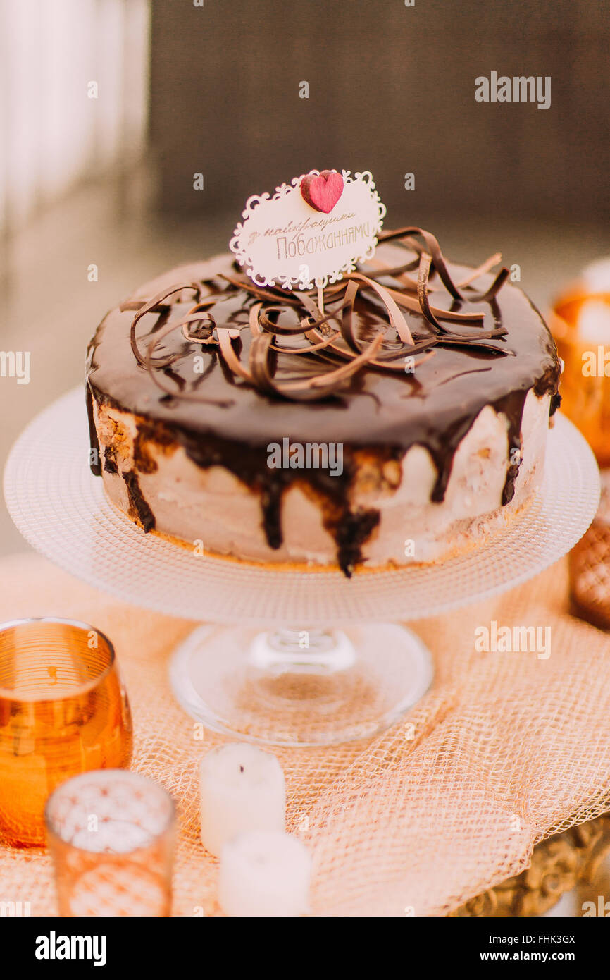 Temting gâteau au chocolat close up Banque D'Images