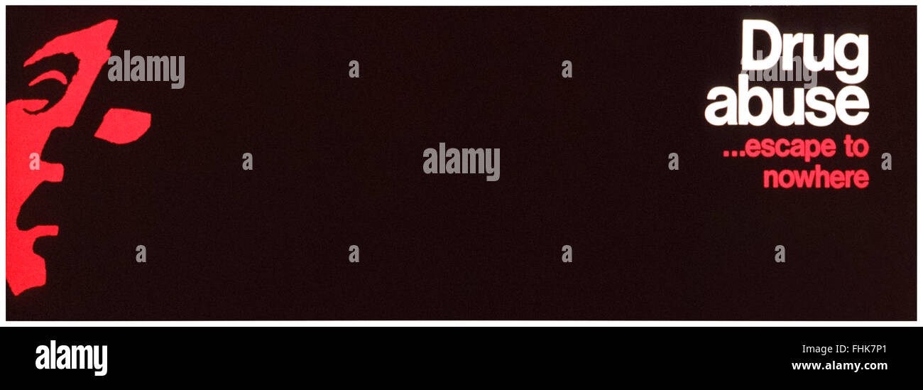 « Drug Abuse : Escape to Nowhere » 1969 campagne américaine contre la drogue symbolisant l’isolement et le désespoir liés à la dépendance. Produit pour une campagne de sensibilisation du public américain contre l'abus de drogues répandu parmi les soldats américains revenant de la guerre du Vietnam. Banque D'Images