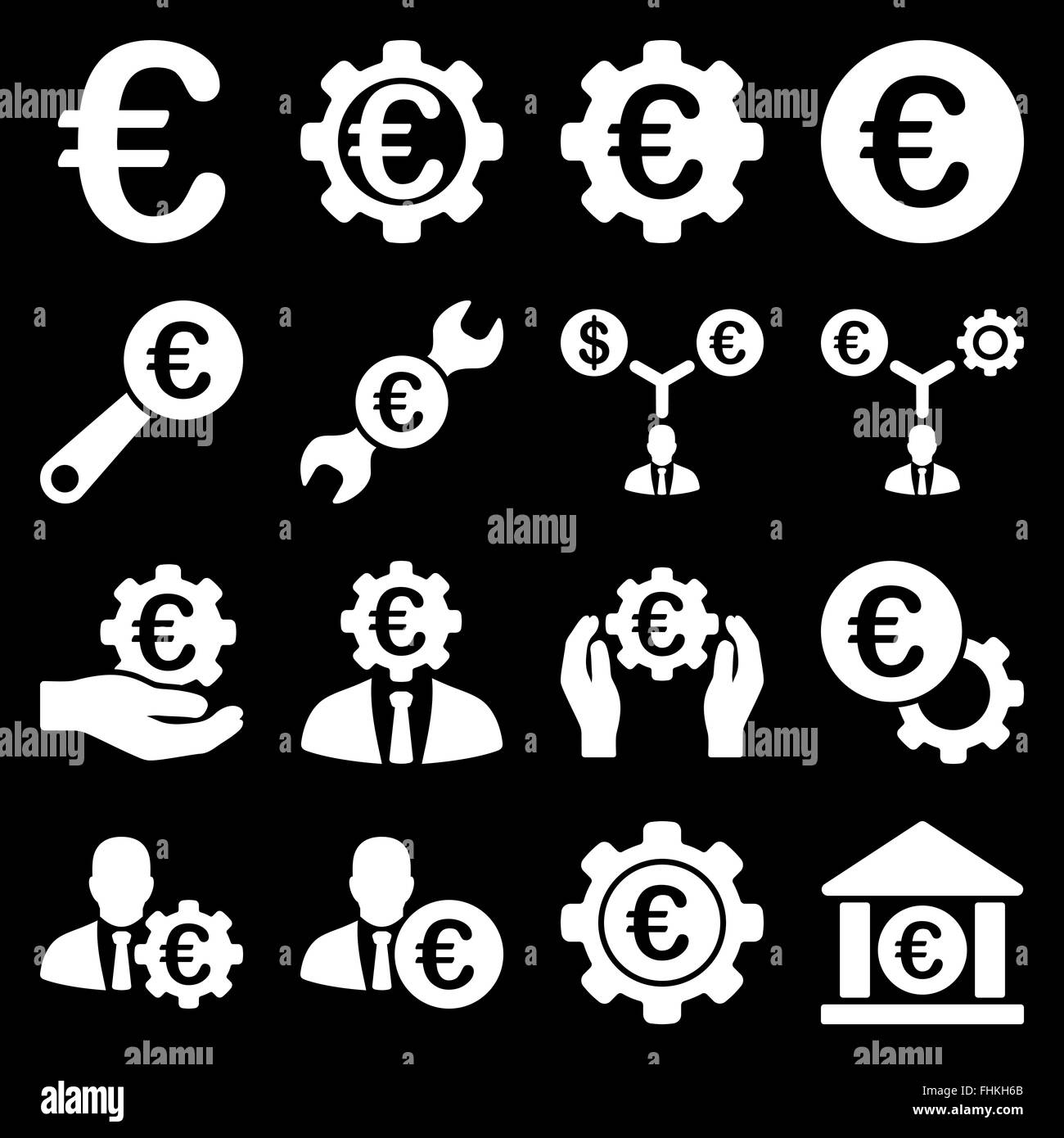 Euro affaires bancaires et outils service icons Banque D'Images