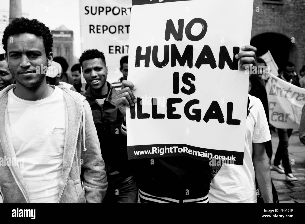 Réfugiés de l'Érythrée à l'Albert Dock de Liverpool - Royaume-Uni Banque D'Images