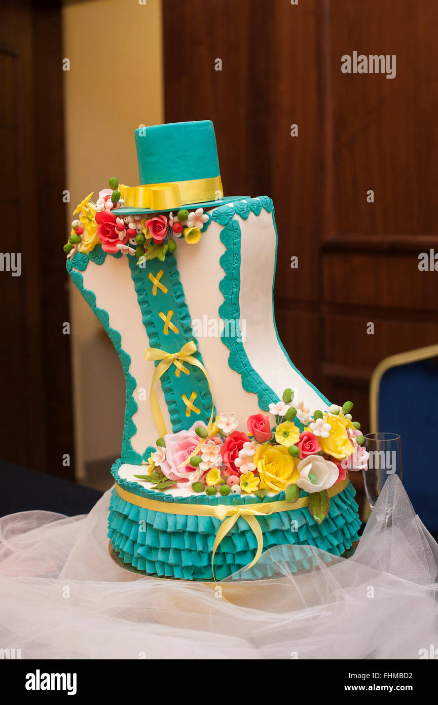 Gâteau de mariage turquoise Banque D'Images